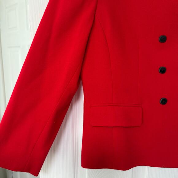 Kasper A.S.L. Women's Red Double Breasted Blazer Jacket Size 14 Petite - Picture 5 of 13